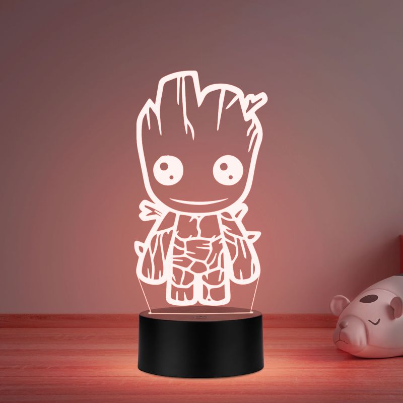 3D Cute Groot Led Night Lamp with Multicolored Birthday Gifts Kids and Kid Room Decor